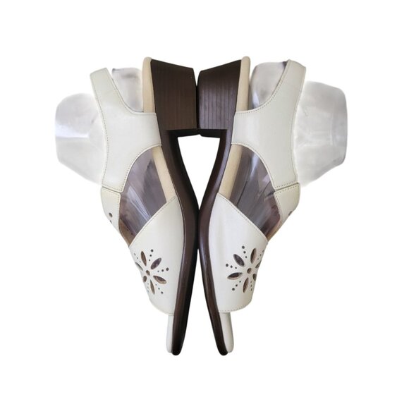 SAS White Sunburst Heel Strap Sandal Women's Sz 9.5 WW - USA Made Retail $149 - Picture 4 of 11